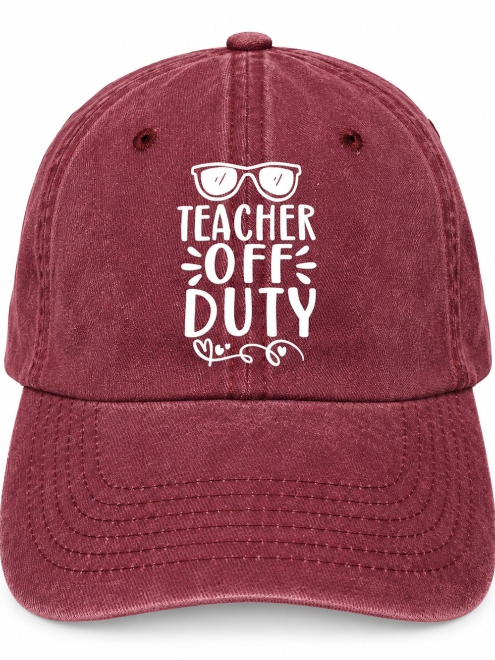 Teacher Off Duty Hat Cap - Maroon Burgandy New Unworn